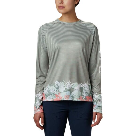 COLUMBIA Striped & Floral Multicolored Sz Large Long Sleeve SUPER TIDAL Shirt - Picture 1 of 6